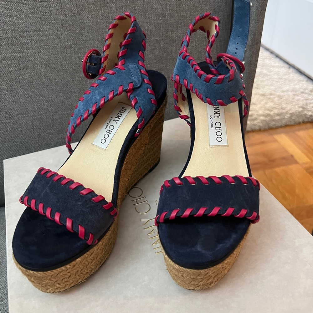 Blue suede wedge sandal. Hardly worn